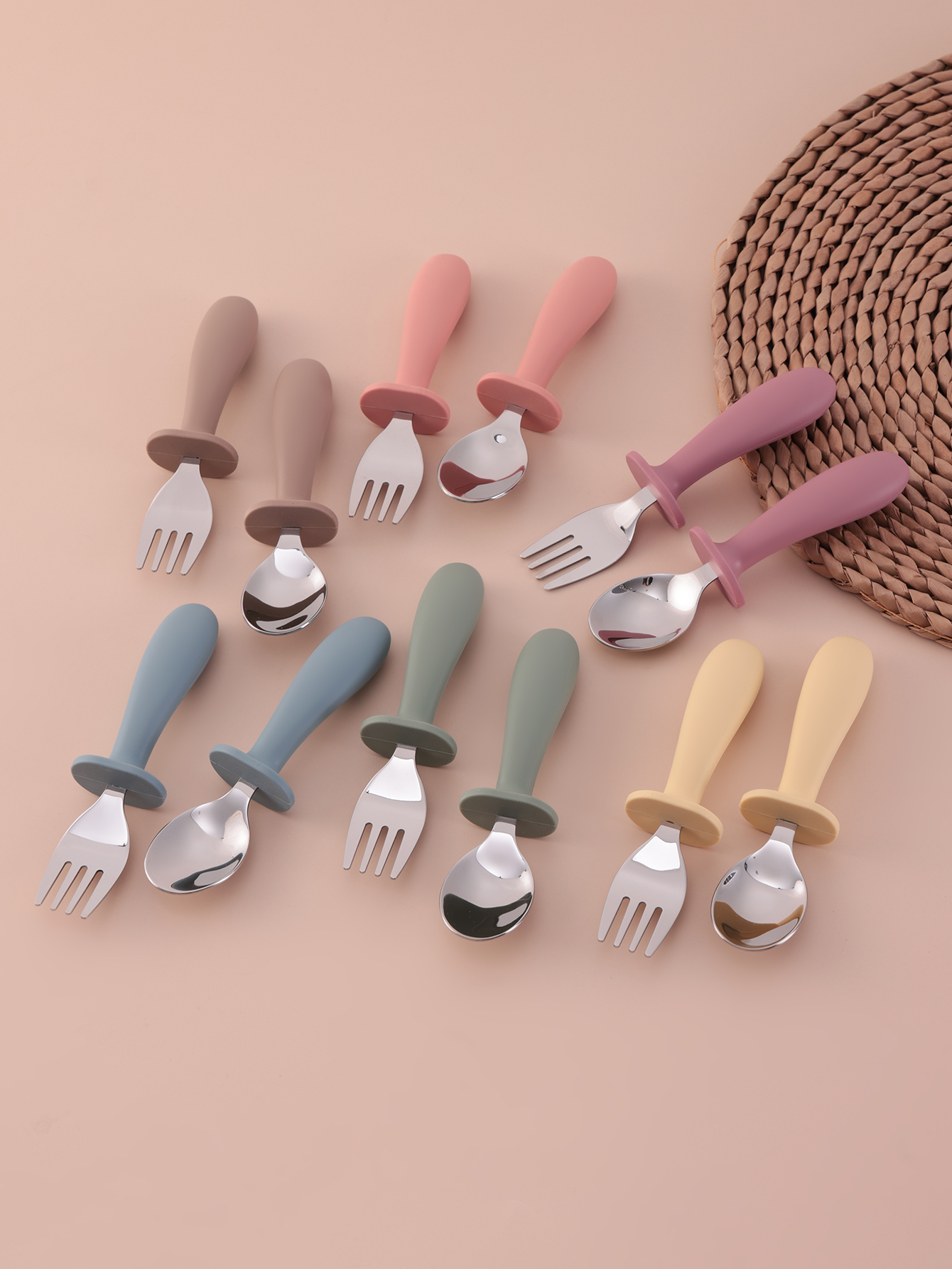 Baby Food Weaning - 2PCS Stainless Steel Fork Spoon Set