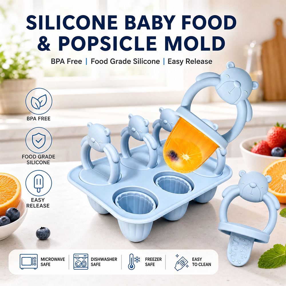 Baby Food Nestle - 6-compartment silicone bear popsicle mold, homemade