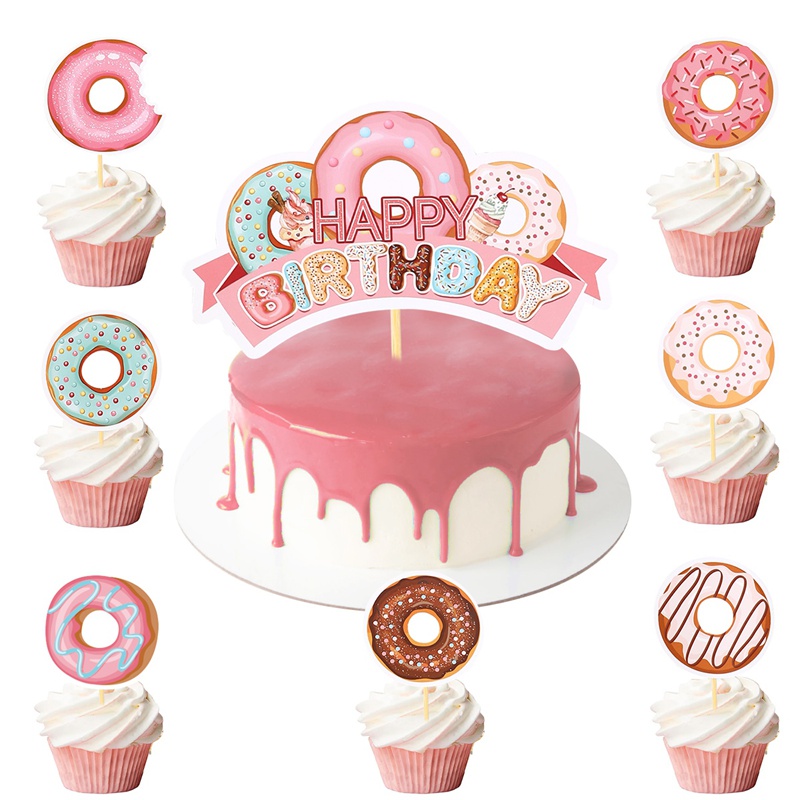 Baby Food Weaning - Donut Theme Birthday Cake Toppers Sweet
