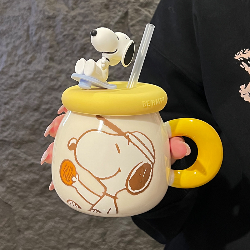 Training Cup Straw - 2026 New Kawaii Snoopy Ceramic Mug