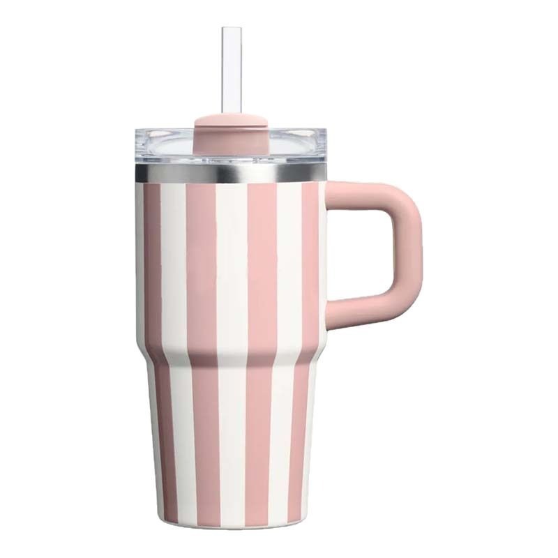 Striped Tumbler Cup with Handl - Training Cup Straw 评论和价格