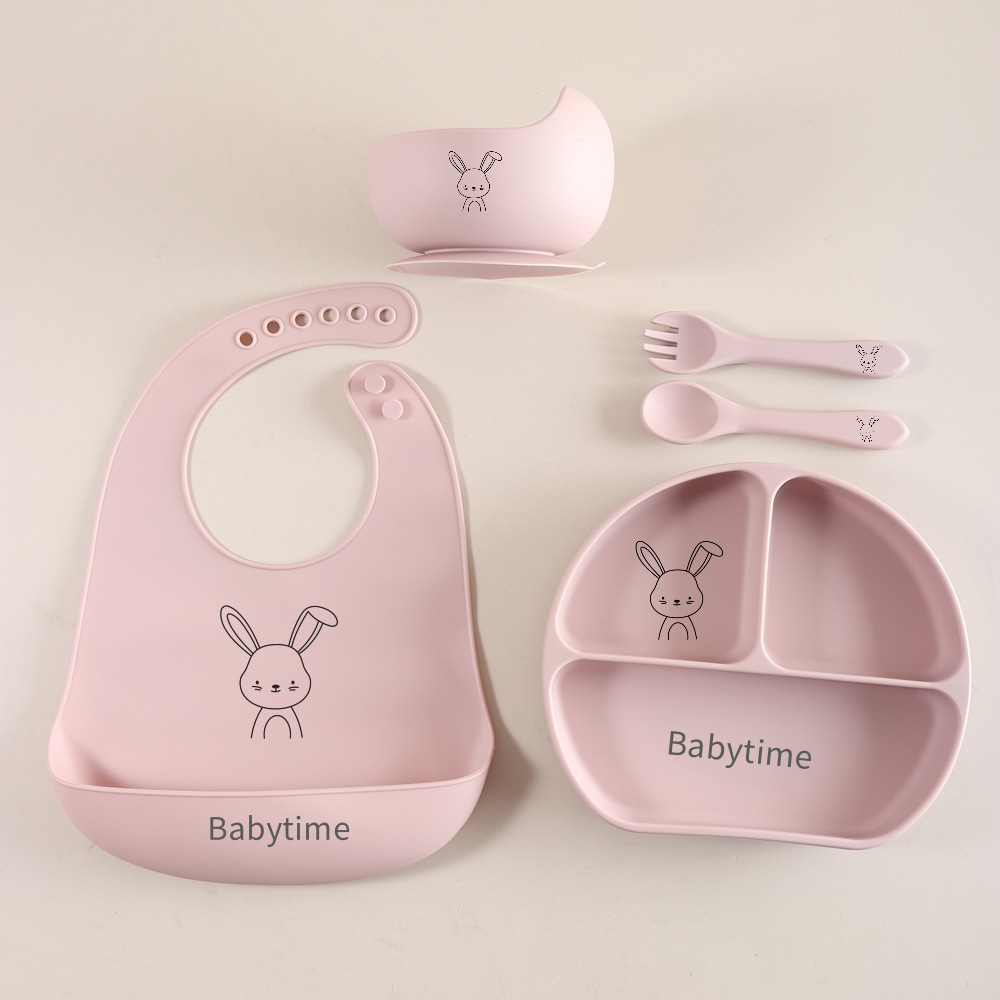 5pcs Bunny Baby Utensils Set,  - Baby Food Weaning 评论和价格