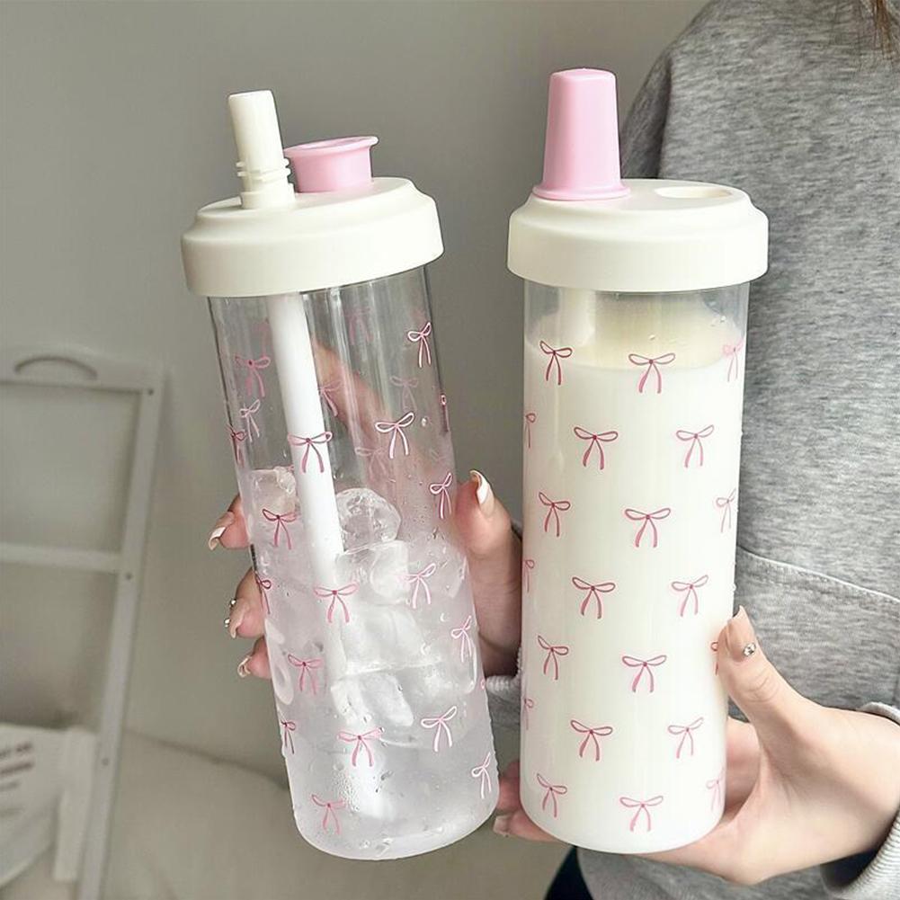 500/700ML Pink Bow Straw Water - Training Cup Straw 评论和价格