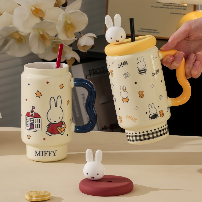 Kawaii Miffy Ceramic Straw Cup - Training Cup Straw 评论和价格