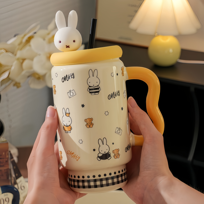 Kawaii Miffy Ceramic Straw Cup - Training Cup Straw 评论和价格