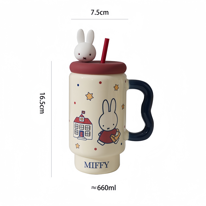 Kawaii Miffy Ceramic Straw Cup - Training Cup Straw 评论和价格