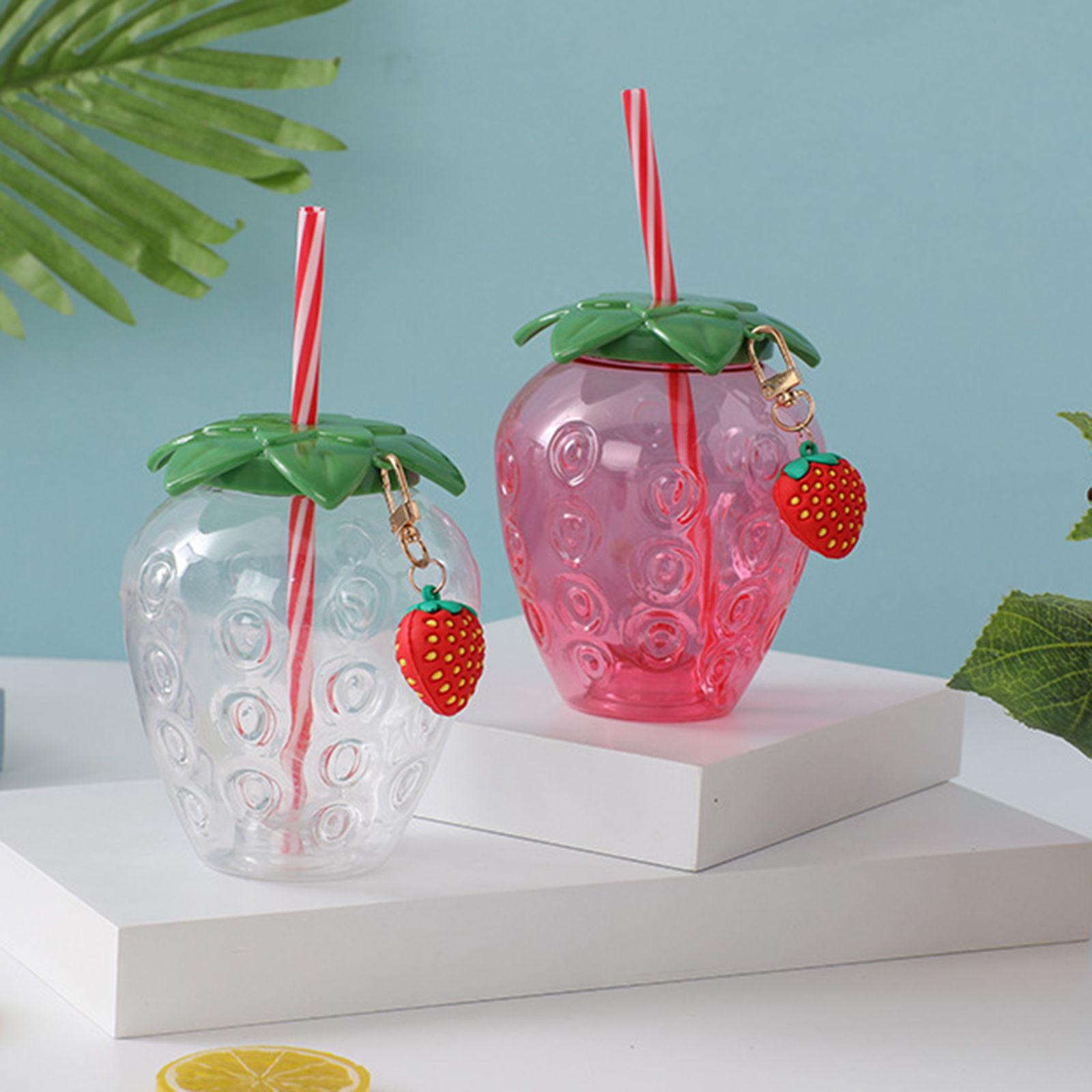10Pcs/Set Strawberry Sippy Cup - Training Cup Straw 评论和价格