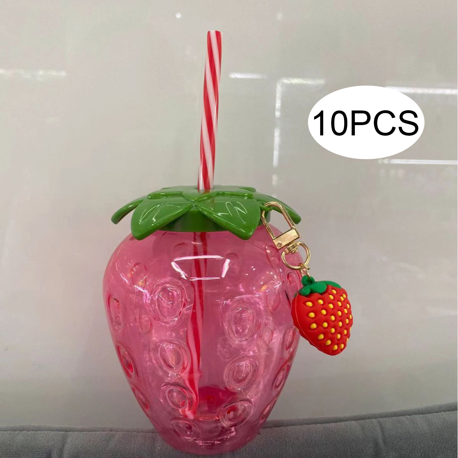 10Pcs/Set Strawberry Sippy Cup - Training Cup Straw 评论和价格