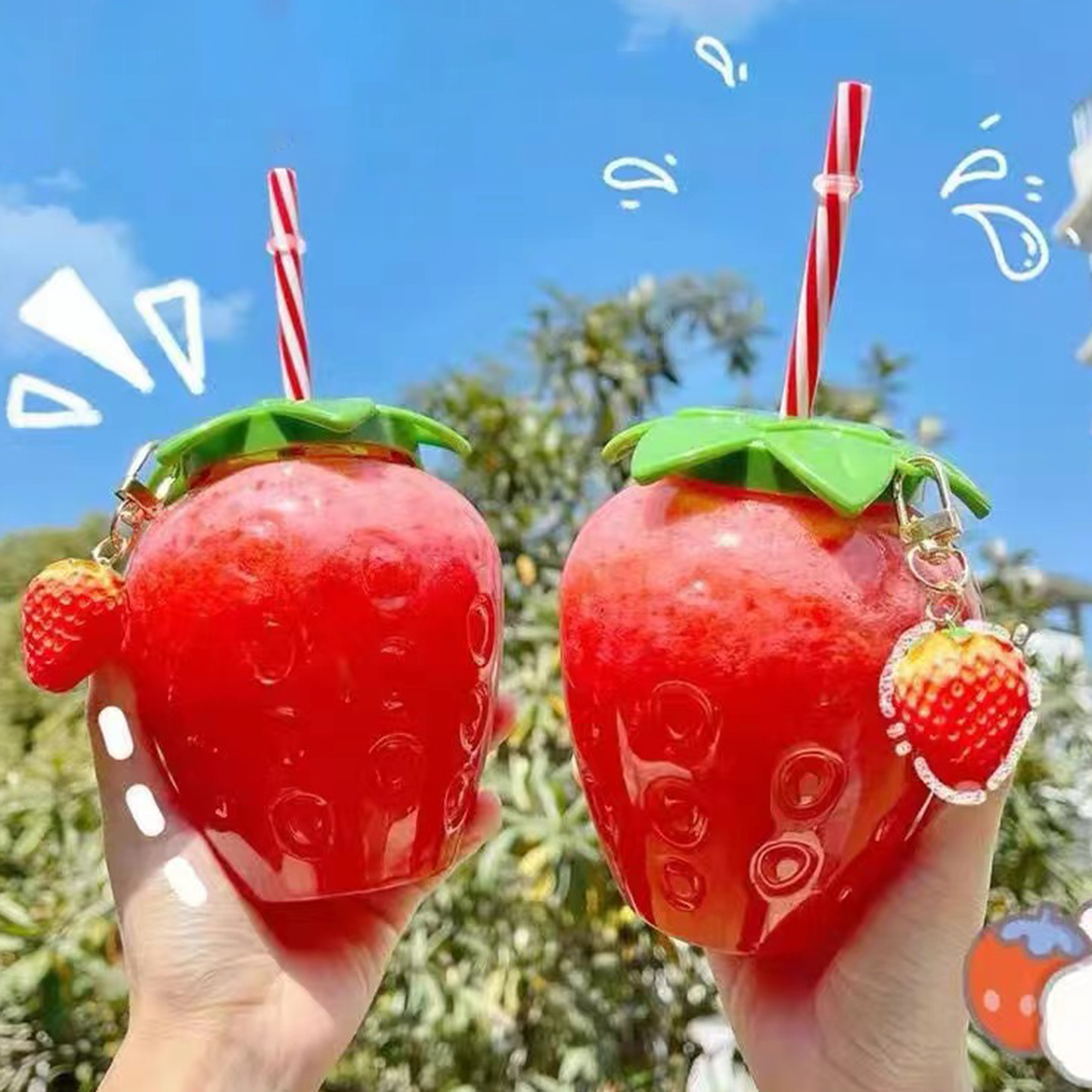 10Pcs/Set Strawberry Sippy Cup - Training Cup Straw 评论和价格