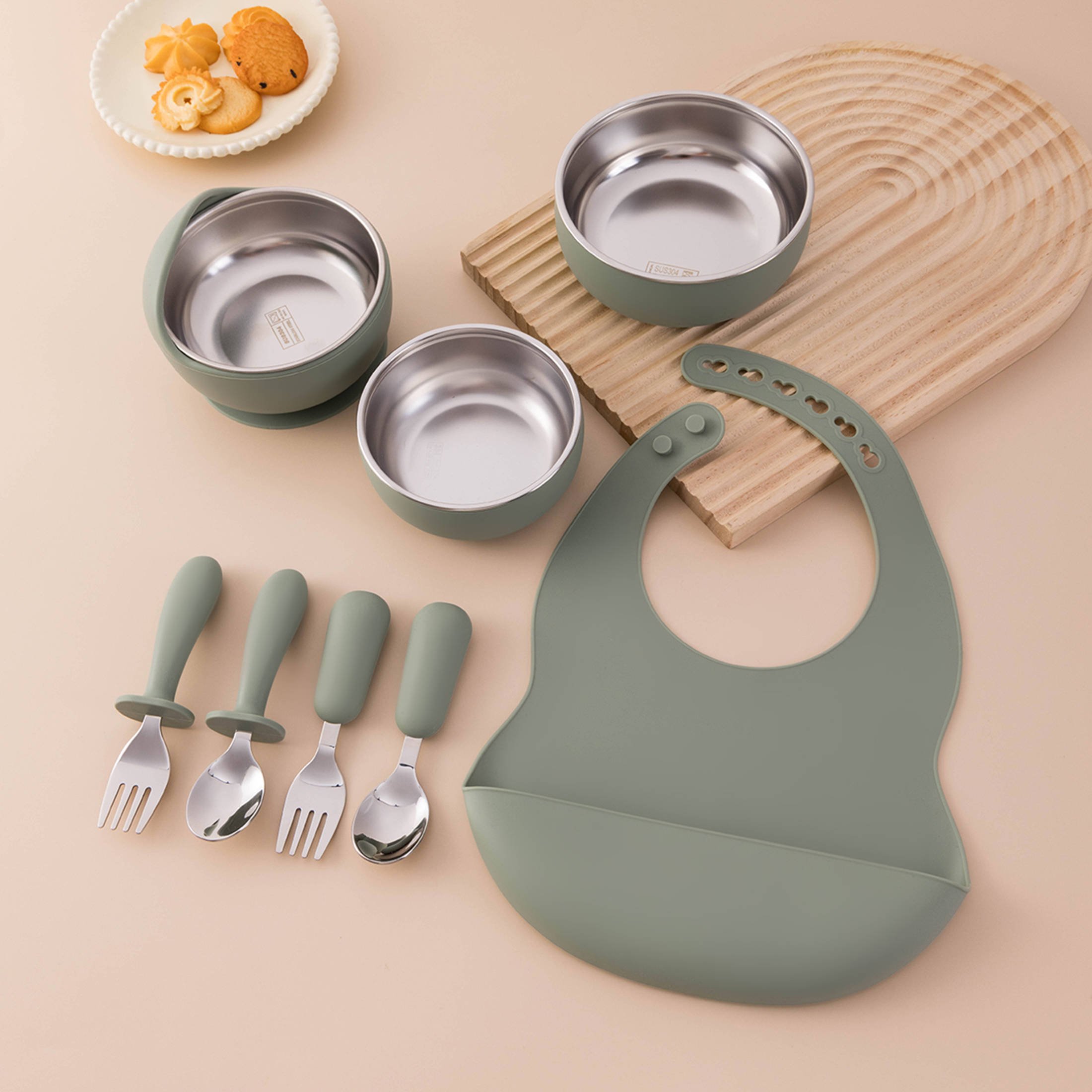 8PCS Baby Feeding Set Stainles - Baby Food Weaning 评论和价格